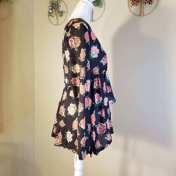 NWT! Asos Design Maternity Exclusive Long Sleeve Wrap Top In Rose Print Size 8 - Picture 4 of 9